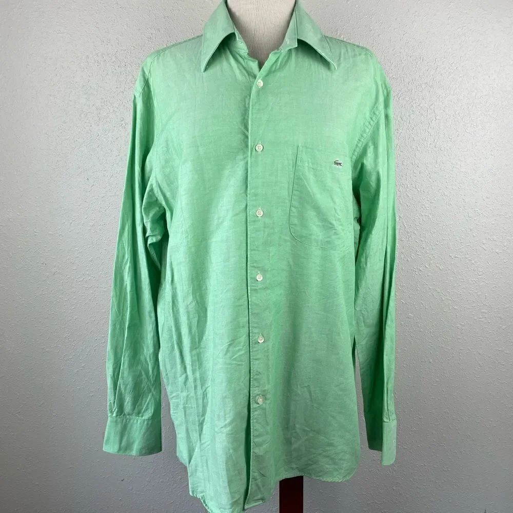 Lacoste Green Button Down Shirt Size 42 EUC